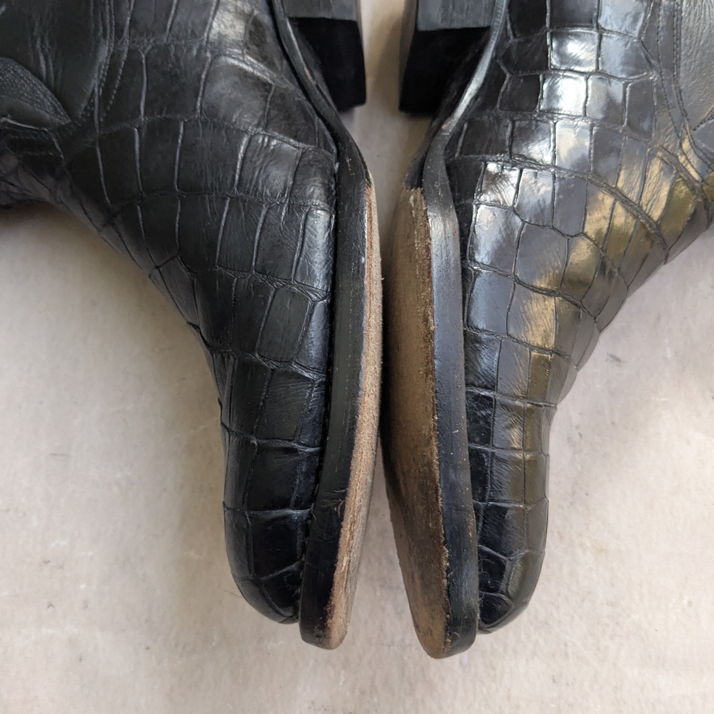 Black Leather Cowboy Boots Alligator Men 9 - Picture 6 of 14